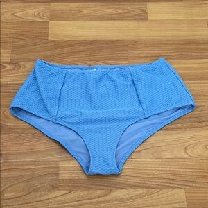 Blue Textured Bikini Bottoms